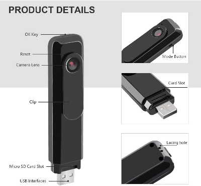 Picture of Wearable DV Digital Recorder M1 USB Plug Vlogging Device - Black