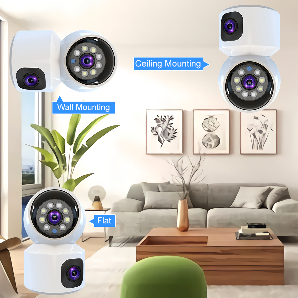 Picture of Dual Lens IP Camera 1080P HD Wireless Home Security 360° Surveillance Night Vision V380 Pro CCTV Camera - Multicolor