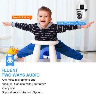 Picture of 2.0MP Dual Lens Smart Wireless WiFi Bulb Camera Night Vision Wi-Fi IP Camera CCTV 360 Degree PTZ Light Bulb Camera - Multicolor,64GB