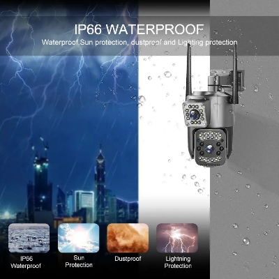 Picture of 4G SIM Outdoor V380 4MP Dual Lens IP Camera Color Night Vision Two Way Audio Security CCTV Camera