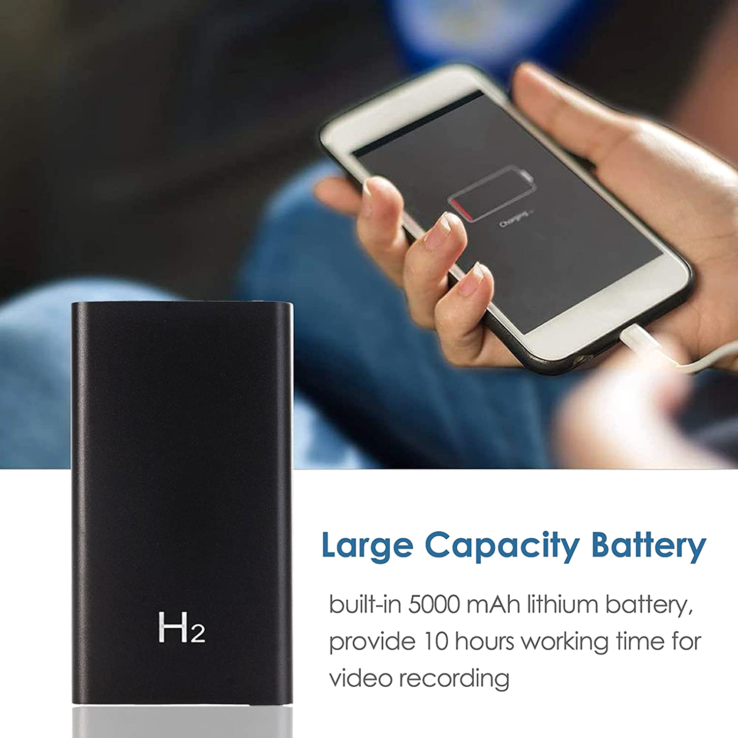 Picture of Digital Recorder 1080p Full HD Camera Power Bank 5000mAh H2 Power Bank Camera Audio Video Recorder Security Camera - Black