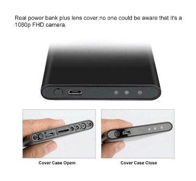 Picture of Digital Recorder 1080p Full HD Camera Power Bank 5000mAh H2 Power Bank Camera Audio Video Recorder Security Camera - Black