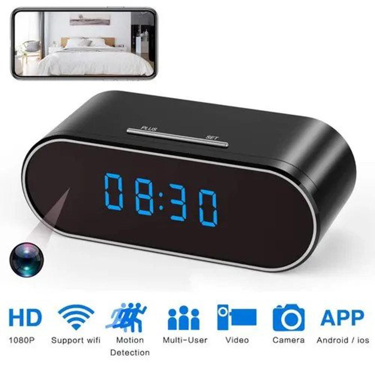 Picture of Full HD 1080P Digital Clock Video Camera Mini DV DVR Wifi Clock Camera WIFI Control Concealed IR Night View Alarm Camcorder