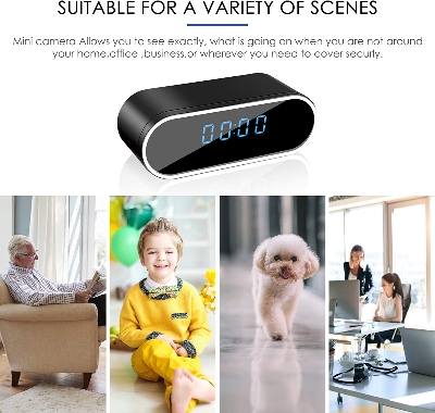 Picture of Full HD 1080P Wifi Clock Camera WIFI Control Concealed IR Night View Alarm Camcorder Digital Clock Video Camera Mini DV DVR - Black