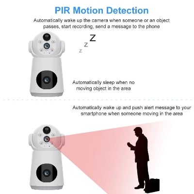 Picture of Battery Powered 4G Sim V380 6MP HD Wireless CCTV Dual Lance Security IP Camera Night Vision 360 Rotation Color Night Vision CCTV Camera for V380/V380 Pro APP - Multicolor