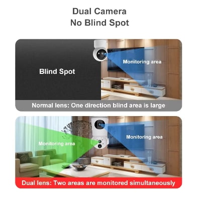 Picture of Battery Powered 4G Sim V380 6MP HD Wireless CCTV Dual Lance Security IP Camera Night Vision 360 Rotation Color Night Vision CCTV Camera for V380/V380 Pro APP - Multicolor