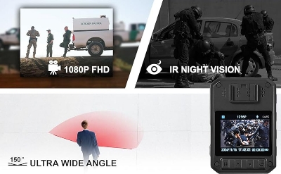 Picture of Smart Camera with Video and Audio Recording, Night Vision, 2 Inch Display, Portable Video Camera, Premium Recorder for Law Enforcement Recorder, Personal Use - Black