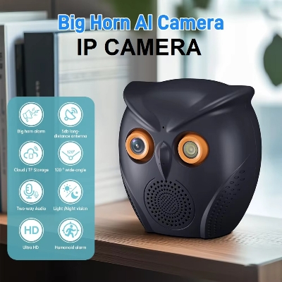 Picture of ICSEE 1080P Mini WiFi Camera Home Security 120° Wide Angle Two-way Intercom Night Vision Video 3mp Bluetooth Speaker AI Cameras - Black