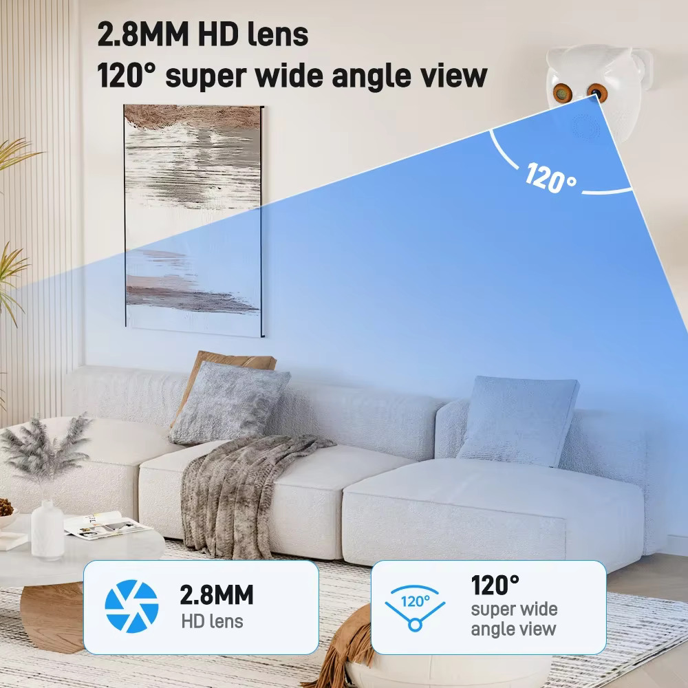 Picture of ICSEE 1080P Mini WiFi Camera Home Security 120° Wide Angle Two-way Intercom Night Vision Video 3mp Bluetooth Speaker AI Cameras - Black