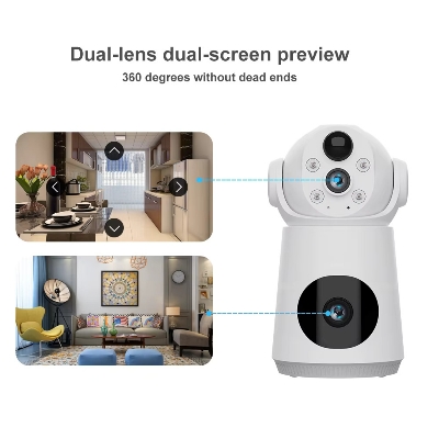 Picture of 4G SIM Supported Battery backup V380 Pro Security Camera Home Wireless Dual Lens Camera Infrared Night Vision Mobile Tracking 6 MP HD IP Camera - Multicolor