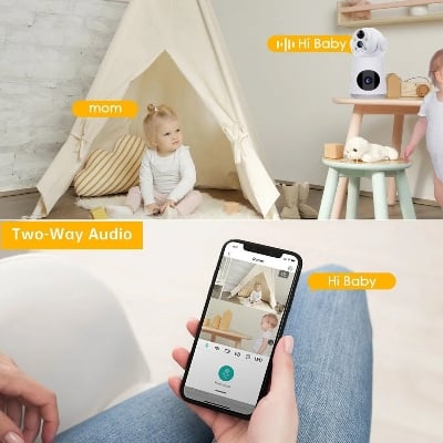 Picture of V380 Pro Wifi IP Camera 4MP Two Way Audio Mini CCTV Security Camera Baby Monitoring Wireless Dual Lance Smart Battery Backup CCTV Camera - Multicolor