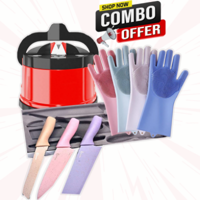 Picture of Colorful Knife Set, Small Knife Sharpner And Silicone Hand Gloves (COMBO)