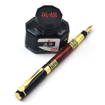 Picture of Luxury quality best Imported Fountain Ink Pen and Hero ink 50ml Black color - Red