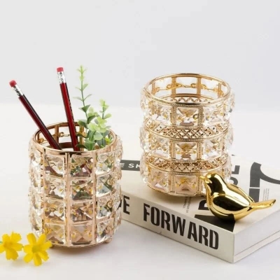 Picture of Crystal Stone and metal body 5 Inches Long Pen / Brush Holder.