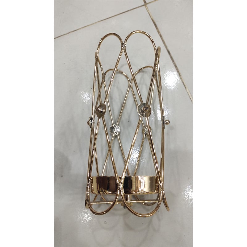 Picture of 15 Inches long Golden Metal Body Candle Holder.