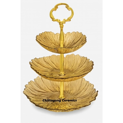Picture of FUNSHOWCASE 3 Tier Cake Stand Epoxy Resin Silicone Molds Set Geode Agate Trays, Cupcake Holder with Hardware Fittings, Irregular Round 9.8inch