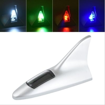 Picture of Solar Smart Shark Fin Antenna Car Roof Warning Light - Black,White,Silver & Red