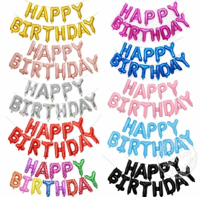 Picture of Happy Birthday Letter Foil Balloon Birthday Party Supplies, Happy Birthday Balloons for Party Decoration - Gold
