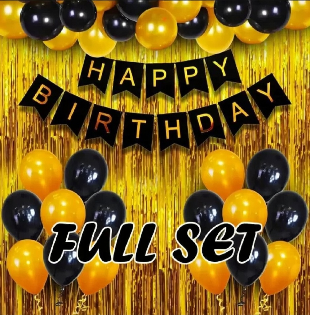 Picture of Happy Birthday Combo Complete Set-02 (Balloons+Banner+Background Decor)