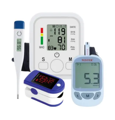 Picture of 4-in-1 Digital Health Monitoring Kit - Blood Pressure Machine, Glucometer, Pulse Oximeter & Digital Thermometer for Home Use