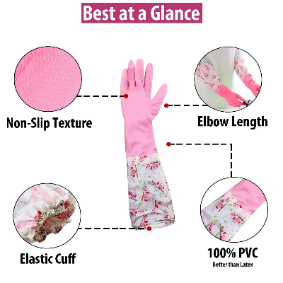 Picture of Reusable Waterproof Household Latex Hand Gloves for Kitchen Dish Washing Laundry Cleaning Gardening and Sanitation