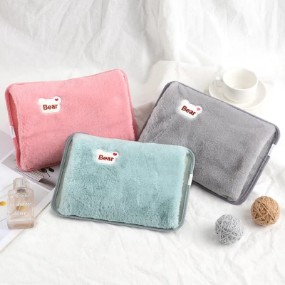 Picture of Cute Hot Water Bottle with Soft Cover，Portable Rechargeable Electric Hot Water Bag for Menstrual Cramps，Hot Compress Heating Pad,Plush Bear Hand Warmer（Winter Expressive Gift)