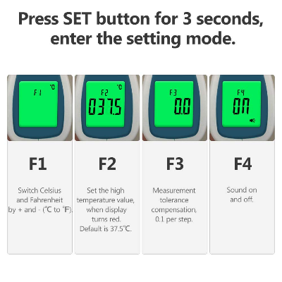 Picture of Digital Infrared Thermometer Temperature Gauge Object Non Contact Temperature Measurement Device 4 Setting Modes 99 Memories ℃ and ℉