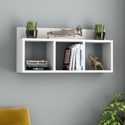 Picture of Timber Furniture Simple Wall Shelf For Living Room - White