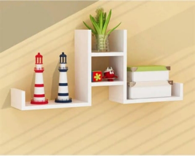 Picture of Timber Furniture Simple Wall Shelf For Living Room - White