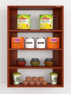 Picture of Timber Furniture Engineered Wood Display Storage Kitchen Spice Shelves Set of 5 CW, Hanging Shelves - Cherry
