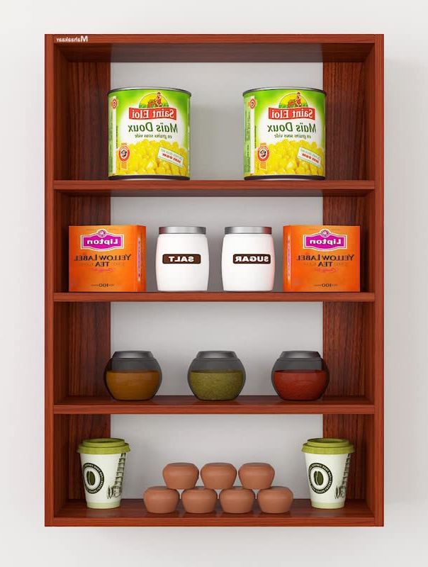 Picture of Timber Furniture Engineered Wood Display Storage Kitchen Spice Shelves Set of 5 CW, Hanging Shelves - Cherry