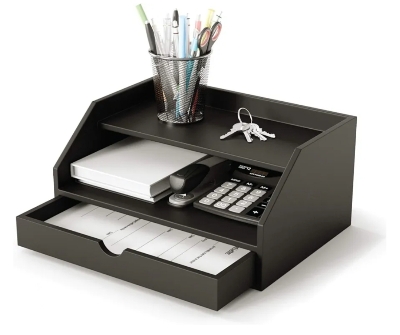 Picture of Timber Furniture Literature Organisers, 5 Compartments Office Mailbox with Adjustable Shelves, Wood Literature Sorter 13.9x12x13 inches for Office, Home, Classroom, Mail rooms Organisation