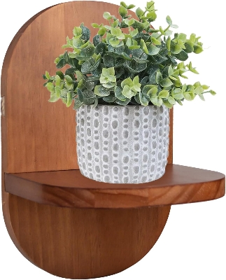 Picture of Timber Furniture Wall Mounted Plant Holder, Wooden Flower Pot Wall Hanging Shelf Indoor Outdoor Decorative Floating Shelves Planter Hanger Racks for Wall Bedroom Living Room Porch Balcony Decor - Antique