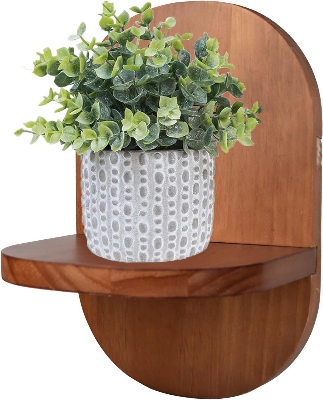 Picture of Timber Furniture Wall Mounted Plant Holder, Wooden Flower Pot Wall Hanging Shelf Indoor Outdoor Decorative Floating Shelves Planter Hanger Racks for Wall Bedroom Living Room Porch Balcony Decor - Antique