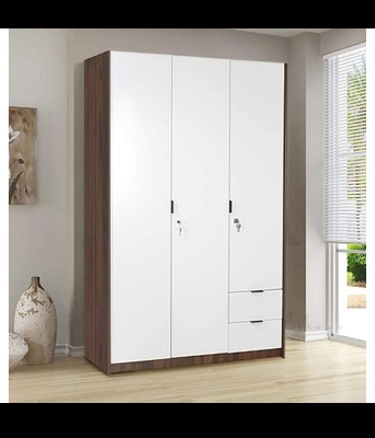 Picture of Timber Furniture Timber Furniture Medusa Engineered Wood Particle Board 3 Doors Almira with Inner Locker Drawer/Wardrobe 72/48"