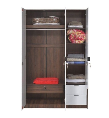 Picture of Timber Furniture Timber Furniture Medusa Engineered Wood Particle Board 3 Doors Almira with Inner Locker Drawer/Wardrobe 72/48"