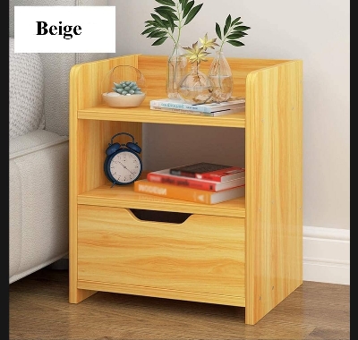 Picture of Timber Furniture Nightstand Bedside Table Falling 1-drawer 1-compartment Bedroom Simple Storage Cabinet Side table Design by Timber  Furniture 20x16x12" - Beige
