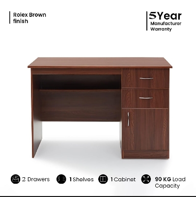 Picture of Timber Furniture Premium Built Quality Study & Office Table | Computer Desk, Office Table for Students, Adults, Professionals | 2 Drawers and 1 Cabinet and 1 storage Shelf 30x36x20