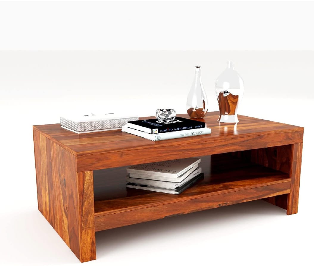 Picture of Timber Furniture Center Table with Shelf Stoareg for Home Living Room | Rosewood Tea Table | Sofa Teapoy Table for Home 18X30X16"