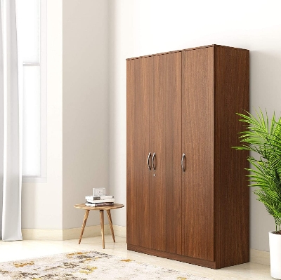 Picture of Timber Furniture Timber Furniture Medusa Engineered Wood Particle Board 3 Doors Almira with Inner Locker Drawer/Wardrobe 72/48