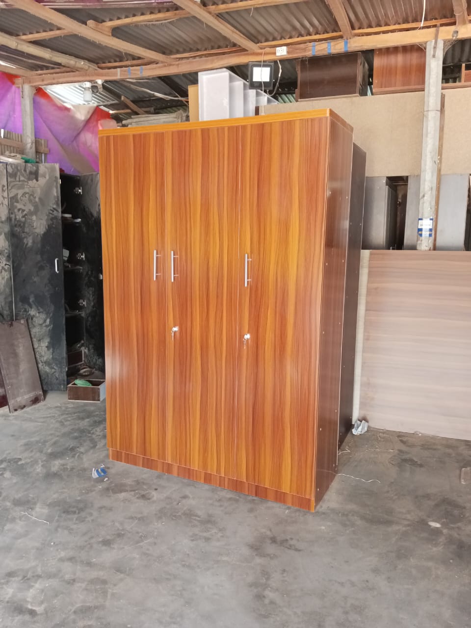 Picture of Timber Furniture Timber Furniture Medusa Engineered Wood Particle Board 3 Doors Almira with Inner Locker Drawer/Wardrobe 72/48