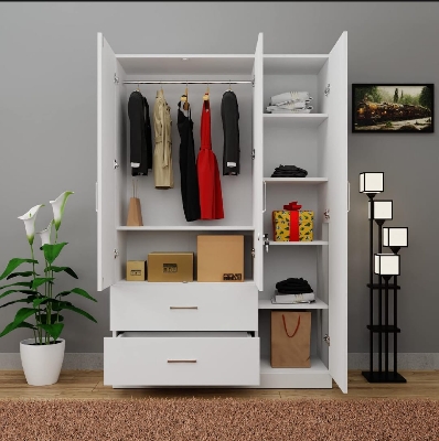 Picture of Timber Furniture Timber Furniture 3 Door Almira with Locker Drawer and Cloth storage shelf  Almari/Wardrobe 72/48