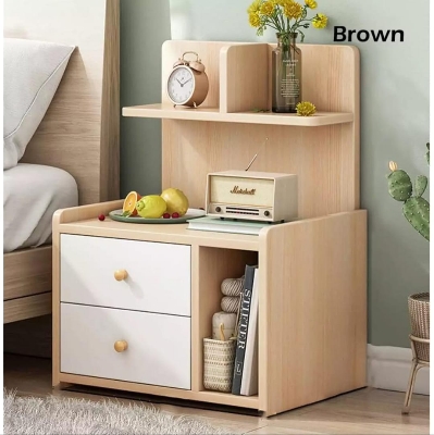Picture of Timber Furniture Timber Furniture M08 Double Drawer Bed Side Table Nightstand Bedside Table Bedroom Simple Storage Cabinet 60X40X30CM