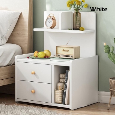 Picture of Timber Furniture Timber Furniture M08 Double Drawer Bed Side Table Nightstand Bedside Table Bedroom Simple Storage Cabinet 60X40X30CM
