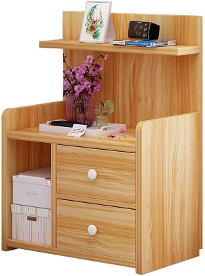 Picture of Timber Furniture Timber Furniture M08 Double Drawer Bed Side Table Nightstand Bedside Table Bedroom Simple Storage Cabinet 60X40X30CM