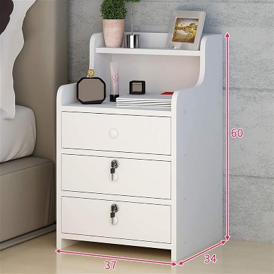 Picture of Timber Furniture Timber Furniture M06 ThreeDrawer Bed Side Table Nightstand Bedside Table Bedroom Simple Storage Cabinet 60X40X30CM