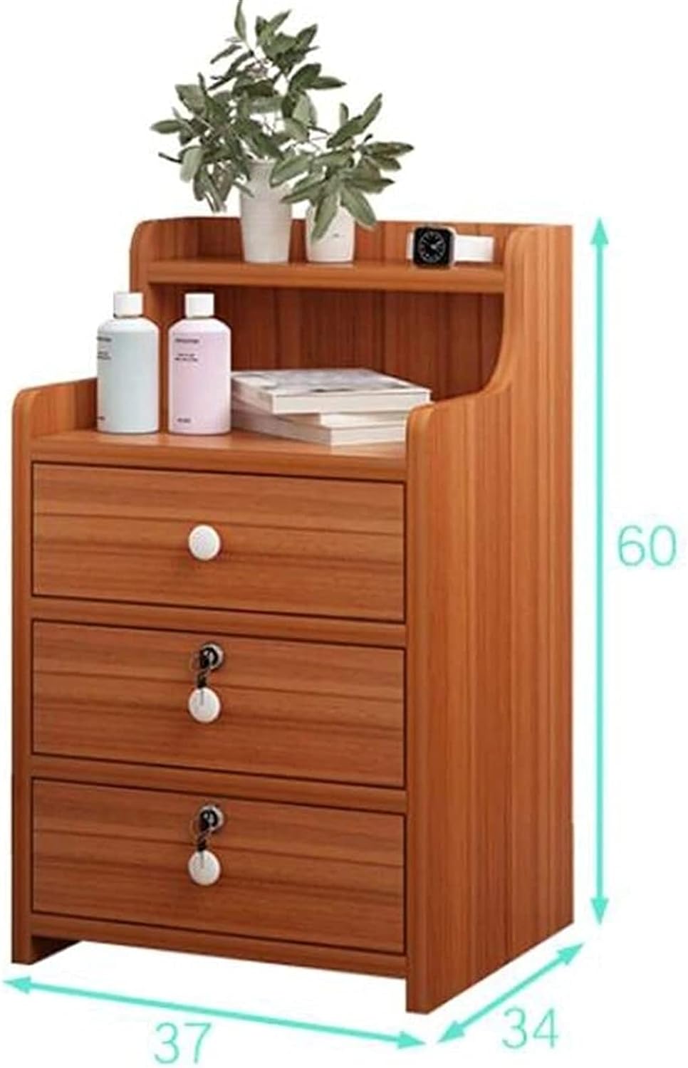 Picture of Timber Furniture Timber Furniture M06 ThreeDrawer Bed Side Table Nightstand Bedside Table Bedroom Simple Storage Cabinet 60X40X30CM