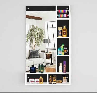 Picture of Timber Furniture Wall Mount Dressing Table with Mirror and Open Shelves,Wall decor, Wall hangging Showpice 30/24 inches By Timber Furniture