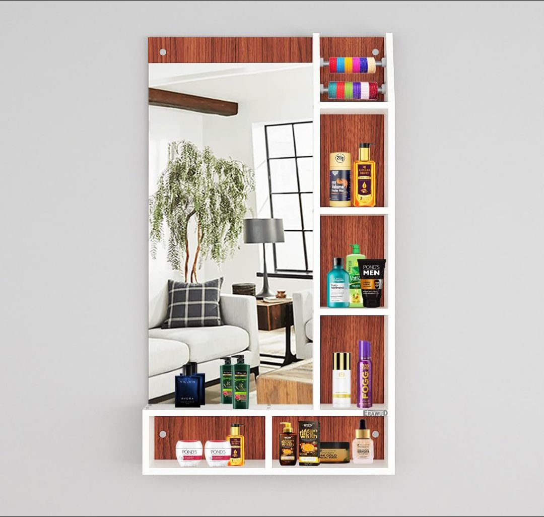 Picture of Timber Furniture Wall Mount Dressing Table with Mirror and Open Shelves,Wall decor, Wall hangging Showpice 30/24 inches By Timber Furniture
