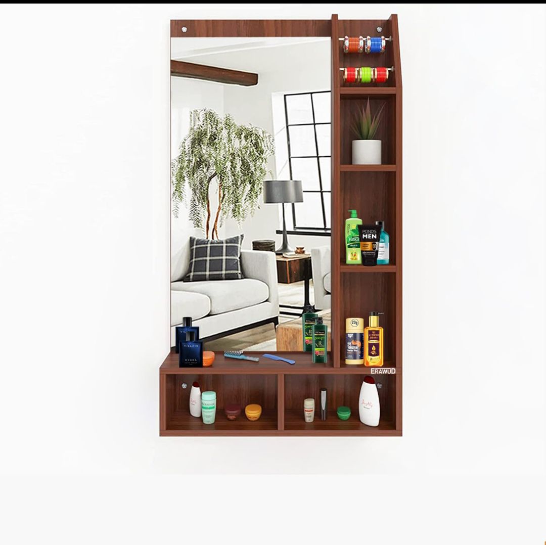 Picture of Timber Furniture Wall Mount Dressing Table with Mirror and Open Shelves,Wall decor, Wall hangging Showpice 30/24 inches By Timber Furniture